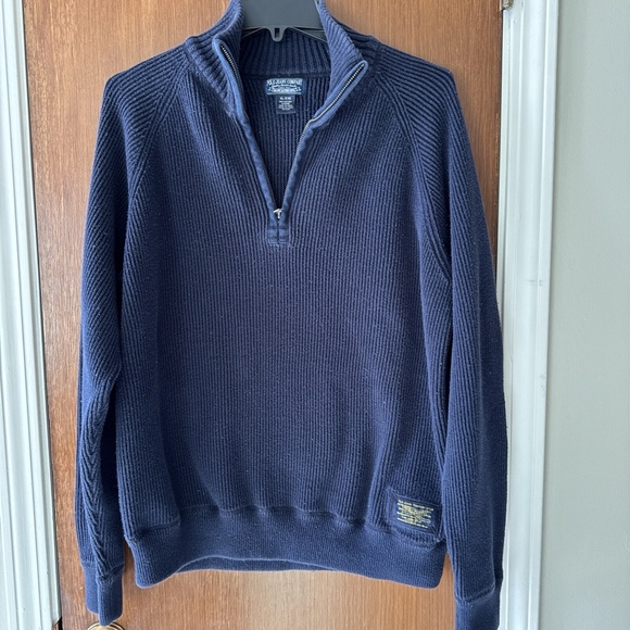 Ralph Lauren Polo Jeans Company Vintage Ribbed Quarter Zip Navy Sweater Men's L - Picture 1 of 5